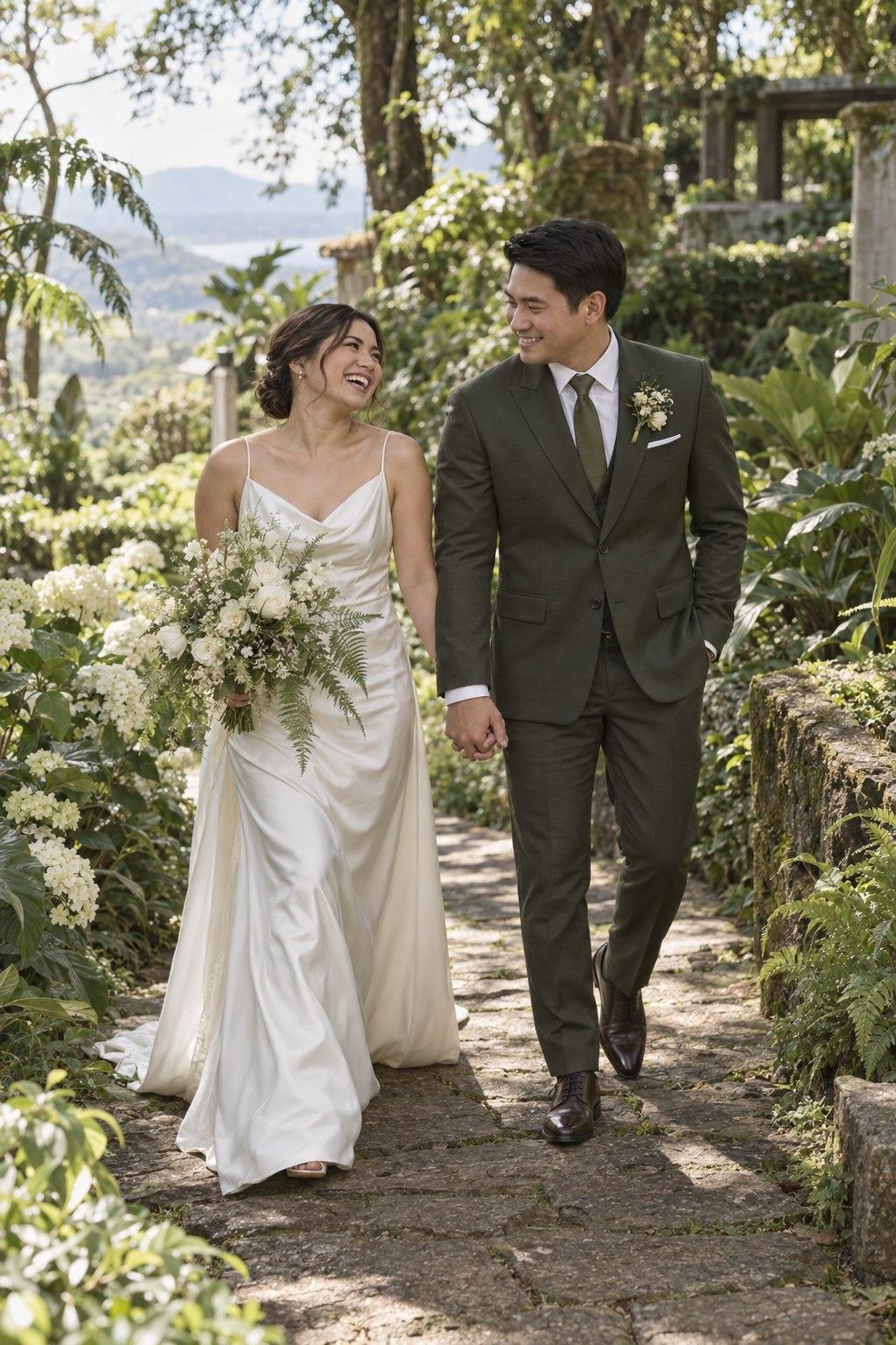 Garden Vows wedding invitation on a phone