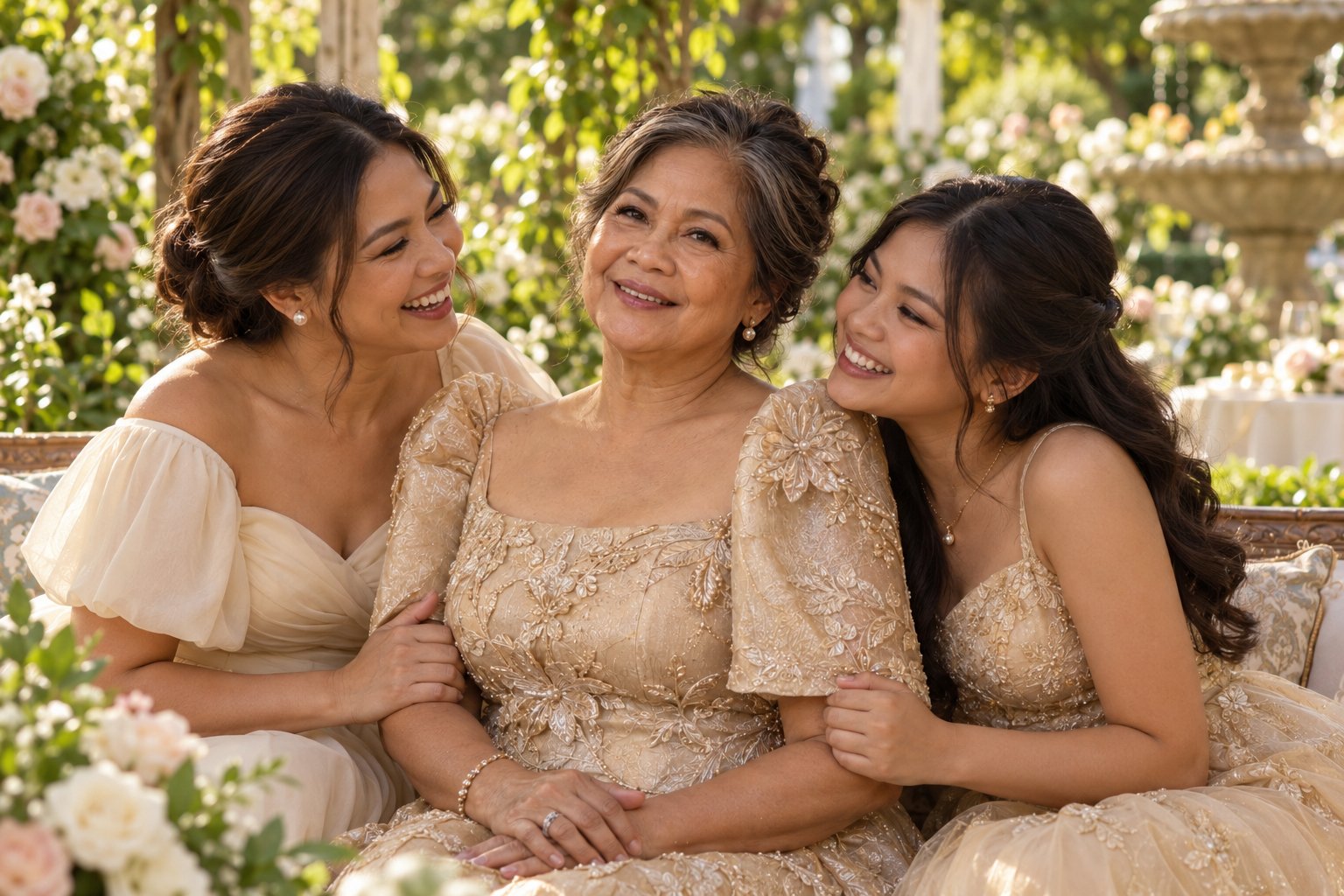 Lourdes sharing a joyful moment with her daughter and granddaughter